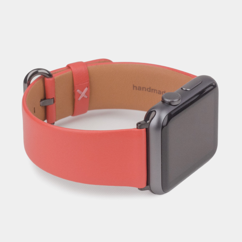 Ремешок для Apple Watch 44/45/46 mm из кожи теленка, кораллового цвета