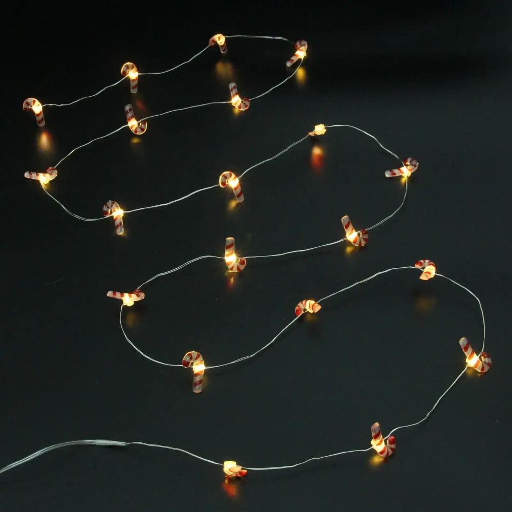 Гирлянда для дома «Карамелька» (3*1,9см) на батарейках 2,0 м 20 ламп LED, 1 реж., IP-20, Теплый белый (батарейки CR2032)