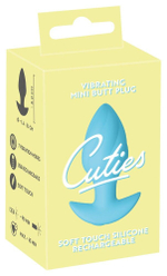 Голубая анальная пробка с вибрацией Cuties Vibrating Mini Butt Plug - 8 см. (Цвет: голубой)