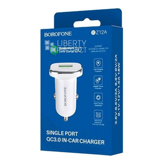 ШТЕКЕР-зарядка 1USB  mini 12v-24v 3.0А Borofone белый BZ12A #125