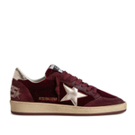 Женские Golden Goose Ball Star Velvet Ruby Red with Silver Star and Heel Tab