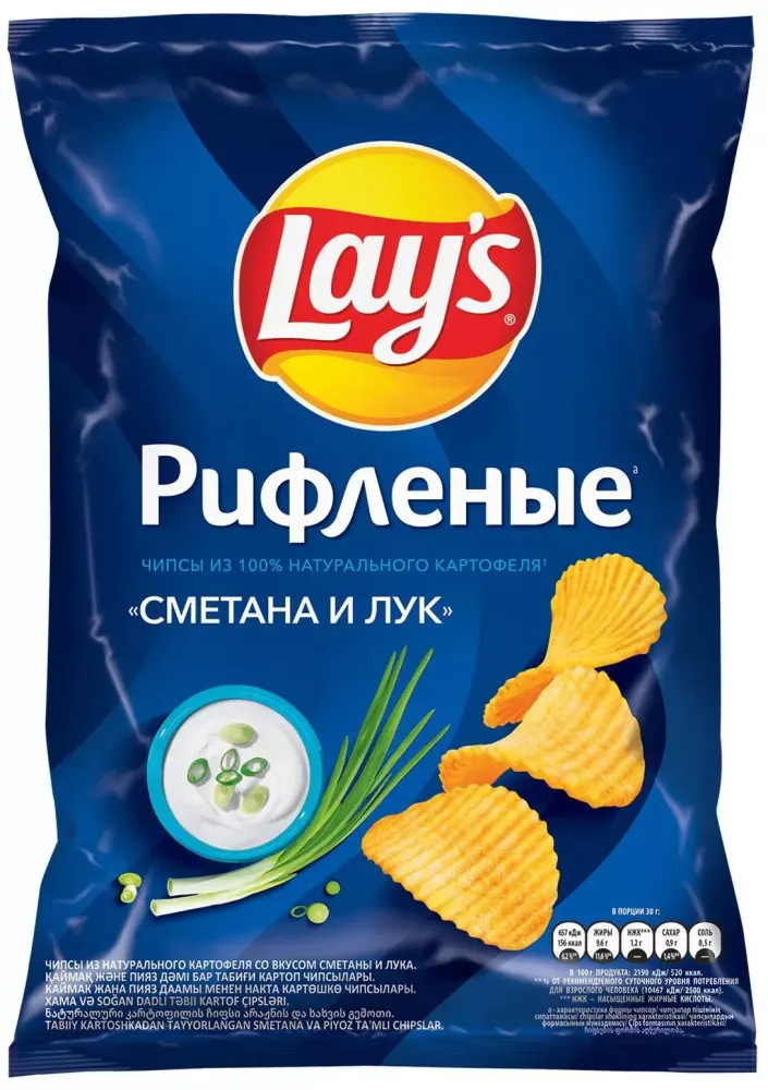 Чипсы LAY’S Рифленые Сметана и лук 81 г