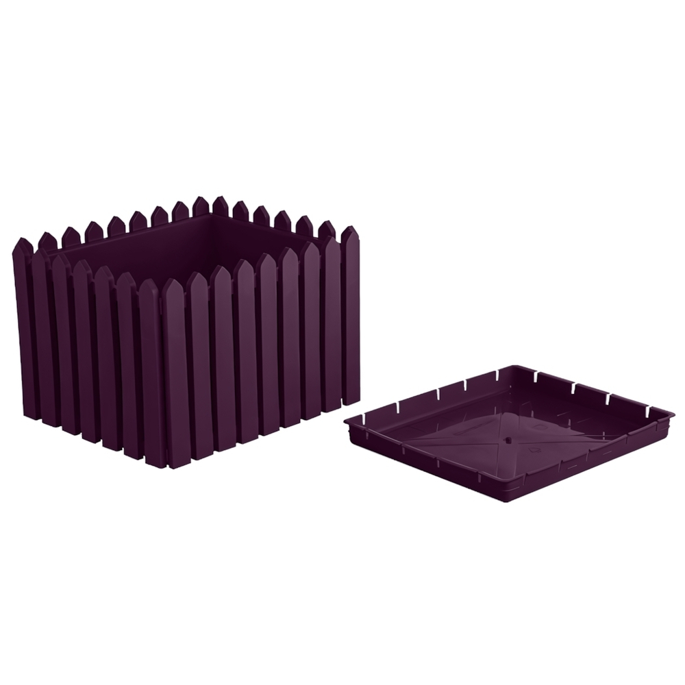 Кашпо квадратное большое "Лардо" с поддоном, 41*41*27 цвет лиловый