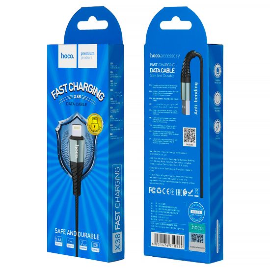 Кабель HOCO X38 Cool Charging Data Cable For Lightning (L=1M) (черный)
