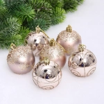 Набор шаров «Снежный тепет» 6 см (в наборе 6 шт), Шампань