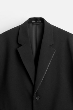 ZARA БЛЕЙЗЕР ОВЕРСАЙЗ С МОЛНИЯМИ, ЧЕРНЫЙ