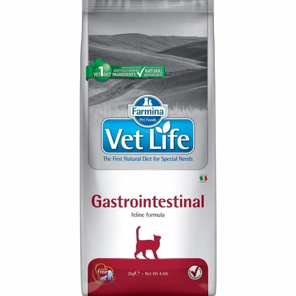 Farmina vet life cat gastrointestinal сухой корм для взрослых кошек при заболеваниях желудочно-кишечного тракта - 2 кг