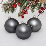 Новогодние шары 7 см (набор 3 шт) «Матовый», графит