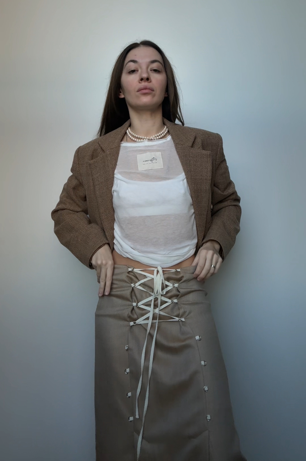 Юбка на шнуровке из шерсти