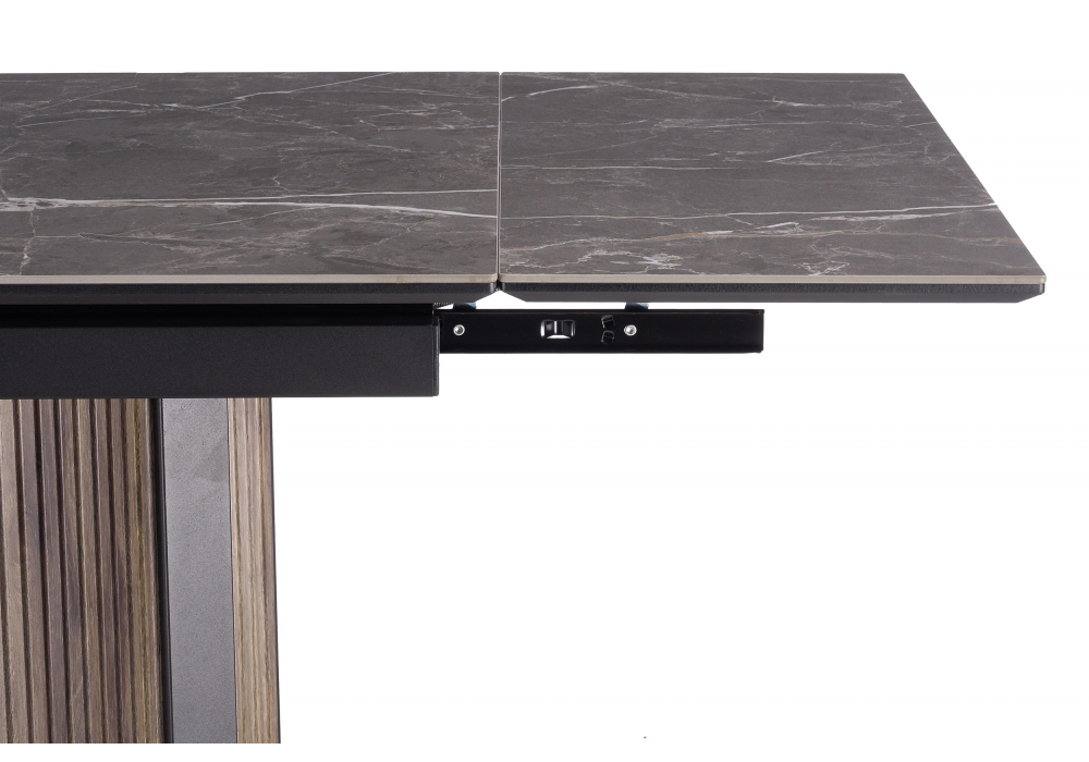 Керамический стол Woodville Саливан 180x90 nero marquina, дуб бомонд лофт
