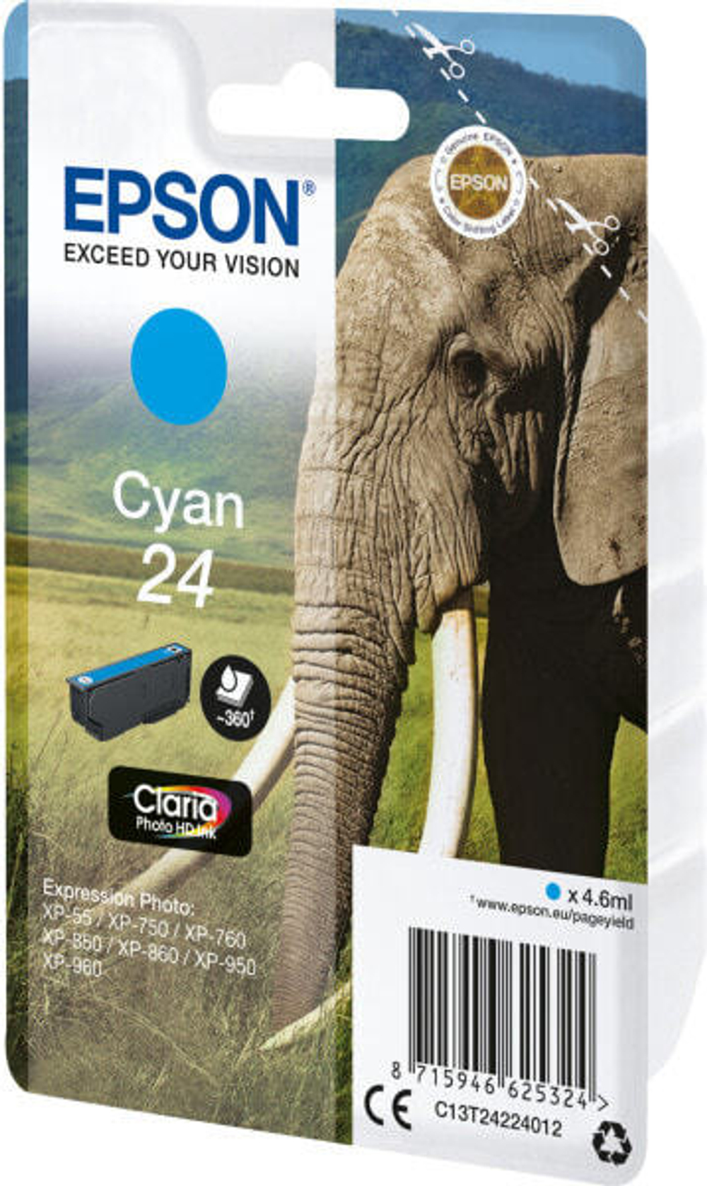Epson Elephant C13T24224022 струйный картридж 1 шт Подлинный Голубой