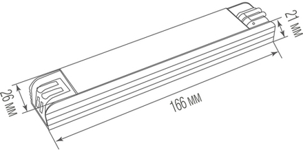 Блок питания для светильников Light Wave,  DC48В 50Вт 1.25А IP20,  размер 170х26х22мм