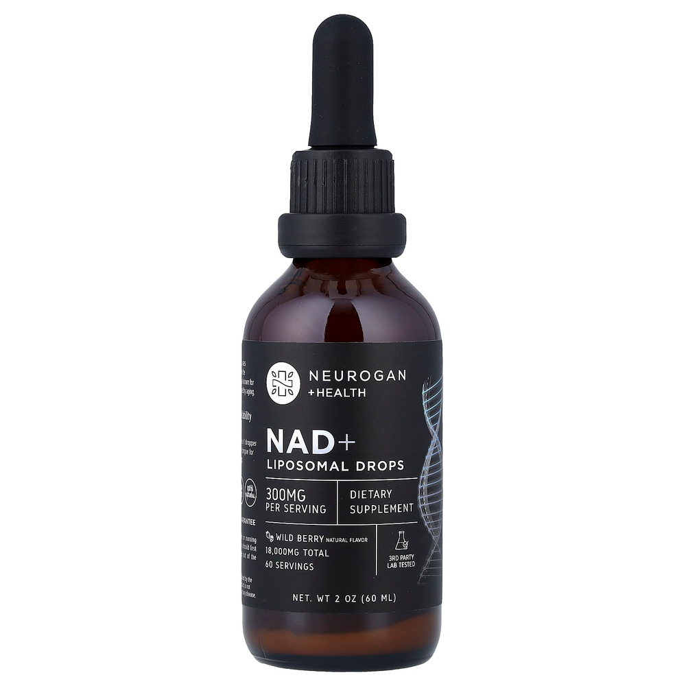 Neurogan Health, NAD+, липосомальные капли, со вкусом лесных ягод, 300 мг, 60 мл (2 унции)