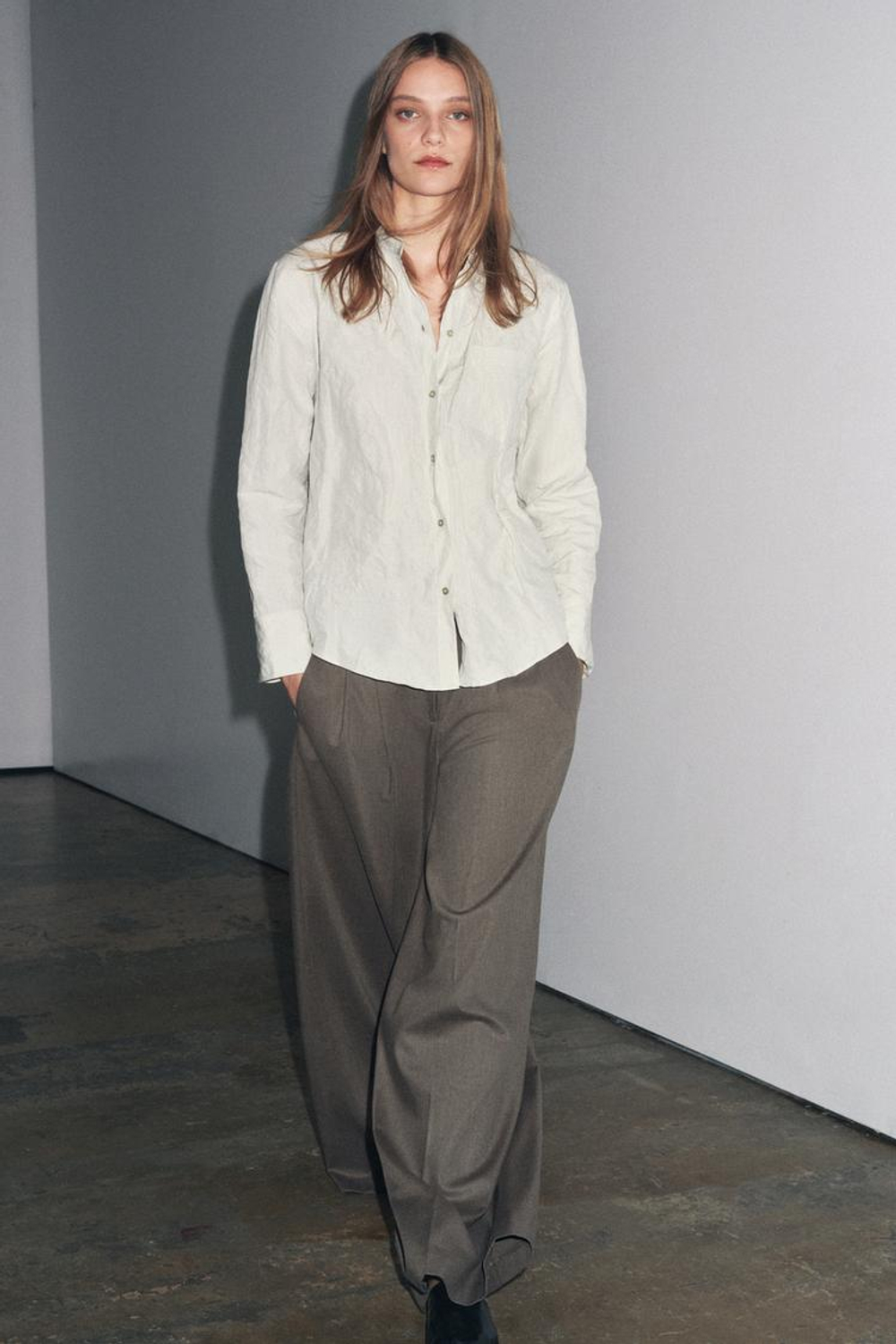 ZARA РУБАШКА В ПОЛОСКУ ИЗ ЖАТОЙ ТКАНИ — ZW COLLECTION, ПОЛОСКИ