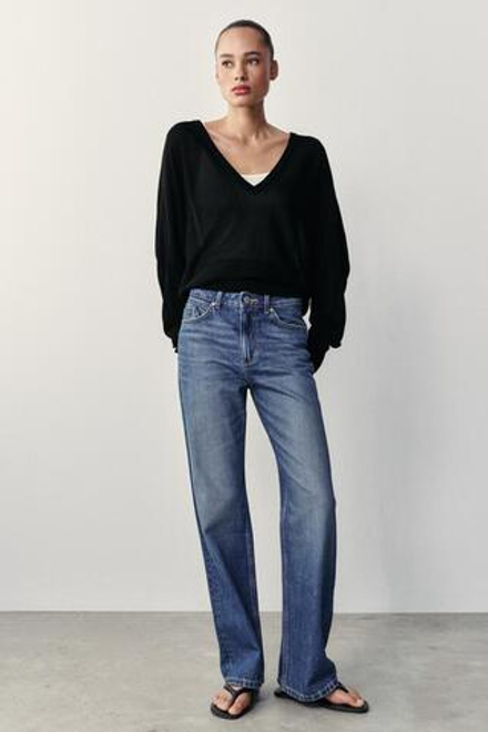 ZARA ДЖИНСЫ Z1975 REGULAR FIT LONG LENGTH С ВЫСОКОЙ ПОСАДКОЙ, СИНИЙ