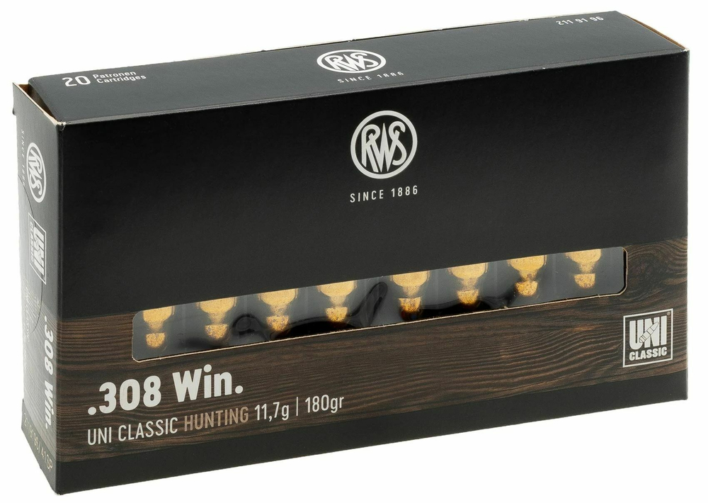 Патрон .308 Win RWS пуля UNI Classic 11,7 г, коробка 20 шт.