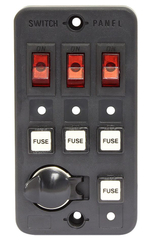 Панель выключателей для судна с 3 клавишами, 4 предохранителями и гнездом под малый штекер (10006052)