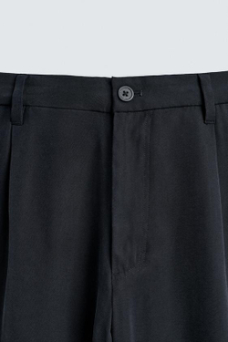 ZARA СТРУЯЩИЕСЯ БРЮКИ RELAXED FIT, СЕРО-СИНИЙ