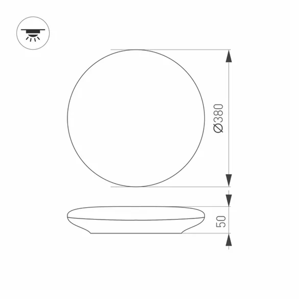 Светильник CL-FRISBEE-MOTION-R380-25W Day4000 (WH, 180 deg, 230V) (Arlight, IP54 Пластик, 3 года) 030108