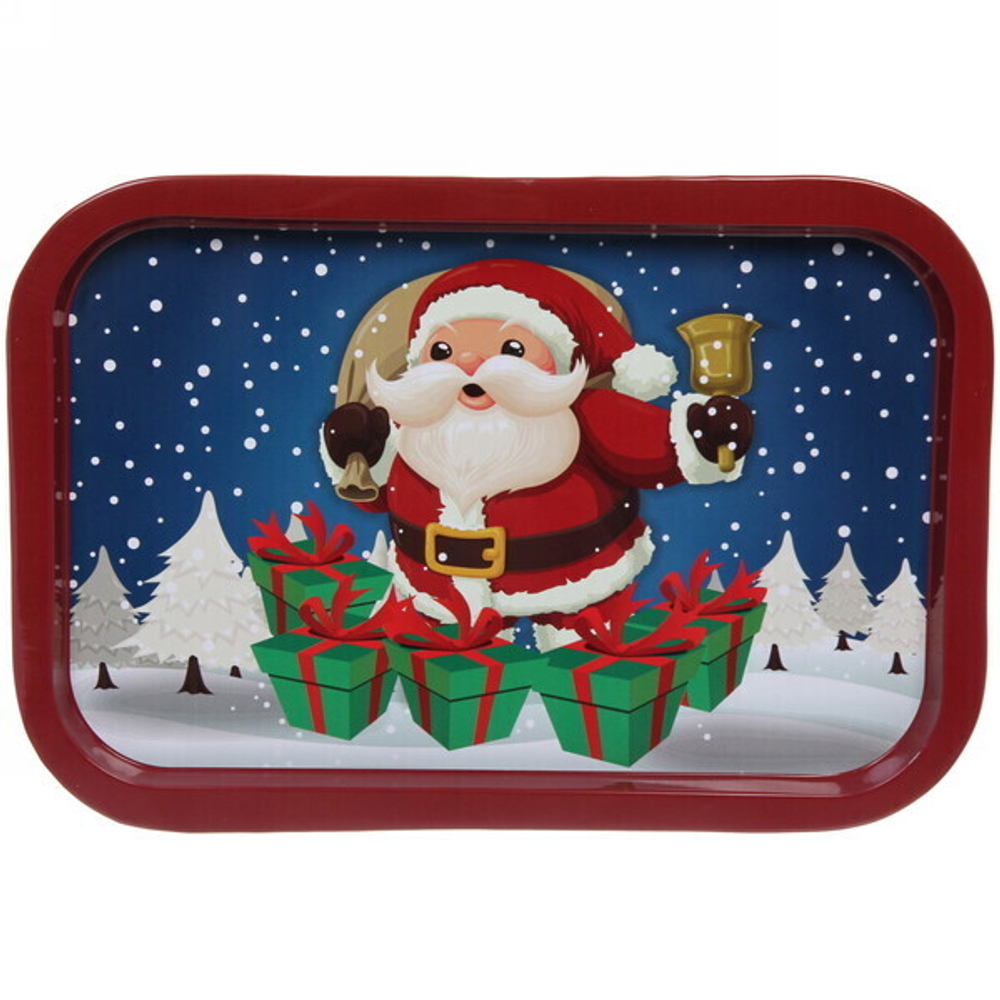 Поднос жестяной 34,5*23,5см «Дед Мороз с подарками»