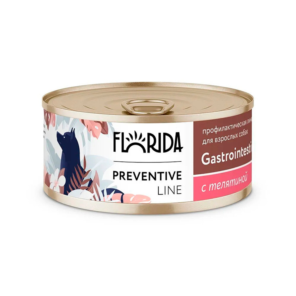 Влажный корм Florida Gastrointestinal, для собак, при заболевании ЖКТ, с телятиной, 100 г