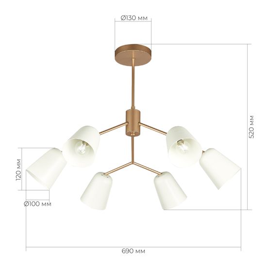 SLE155902-06 Светильник потолочный Золотистый/Белый E14 6*40W MARIO