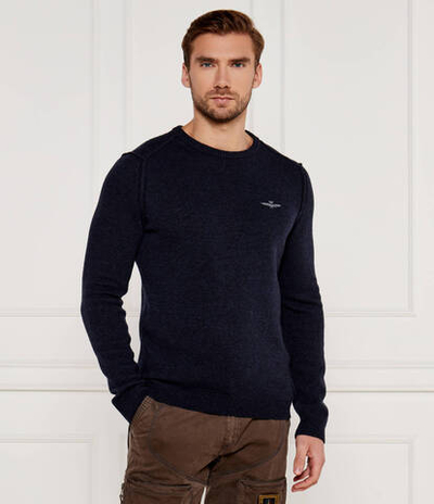 Шерстяной свитер Aeronautica Militare - темно-синий(MA1518L417)