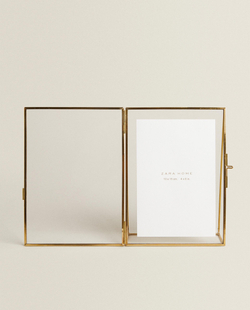Zara Home Фоторамка из стекла, цвет золотой, 18 см