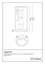EAGO Душевая кабина с паром и гидромассажем 900х900х2300mm, задняя серебристая стенка DZ951F6
