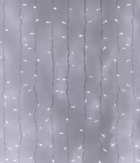 Светодиодный занавес 1*9 м., 220В., 900 холодных белых LED ламп, прозрачный ПВХ, Laitcom (PCL901BL-10-2W)