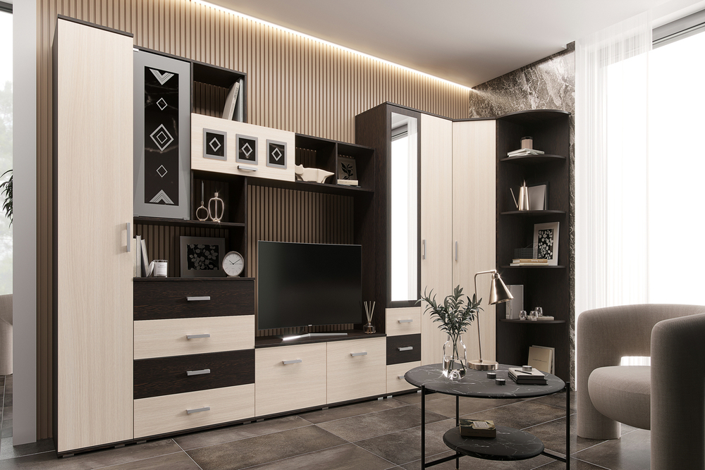 Шкаф угловой Белла, Дуб беленый, Венге