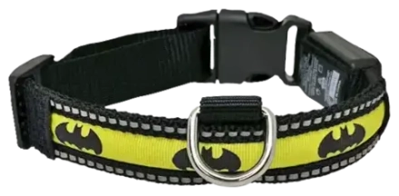 Buckle-Down Ошейник Бэтмен для собак, светящийся, желтый S (23-38см)