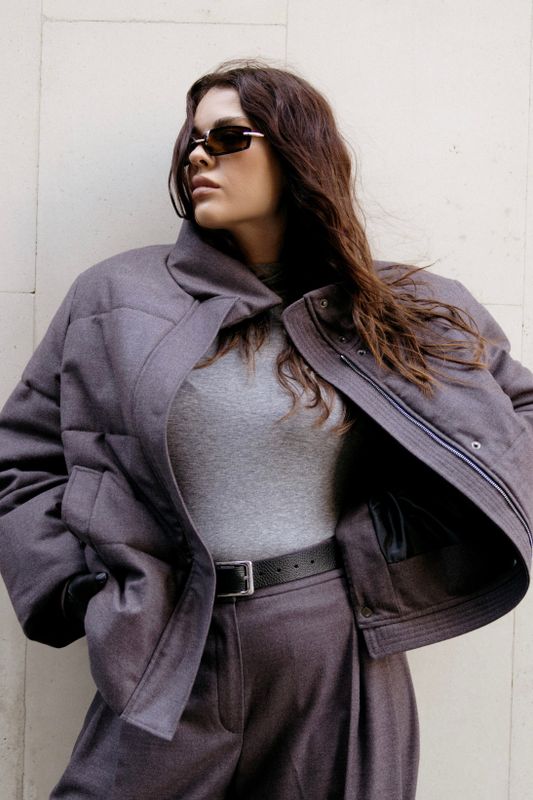 Куртка укороченная стеганая, графит