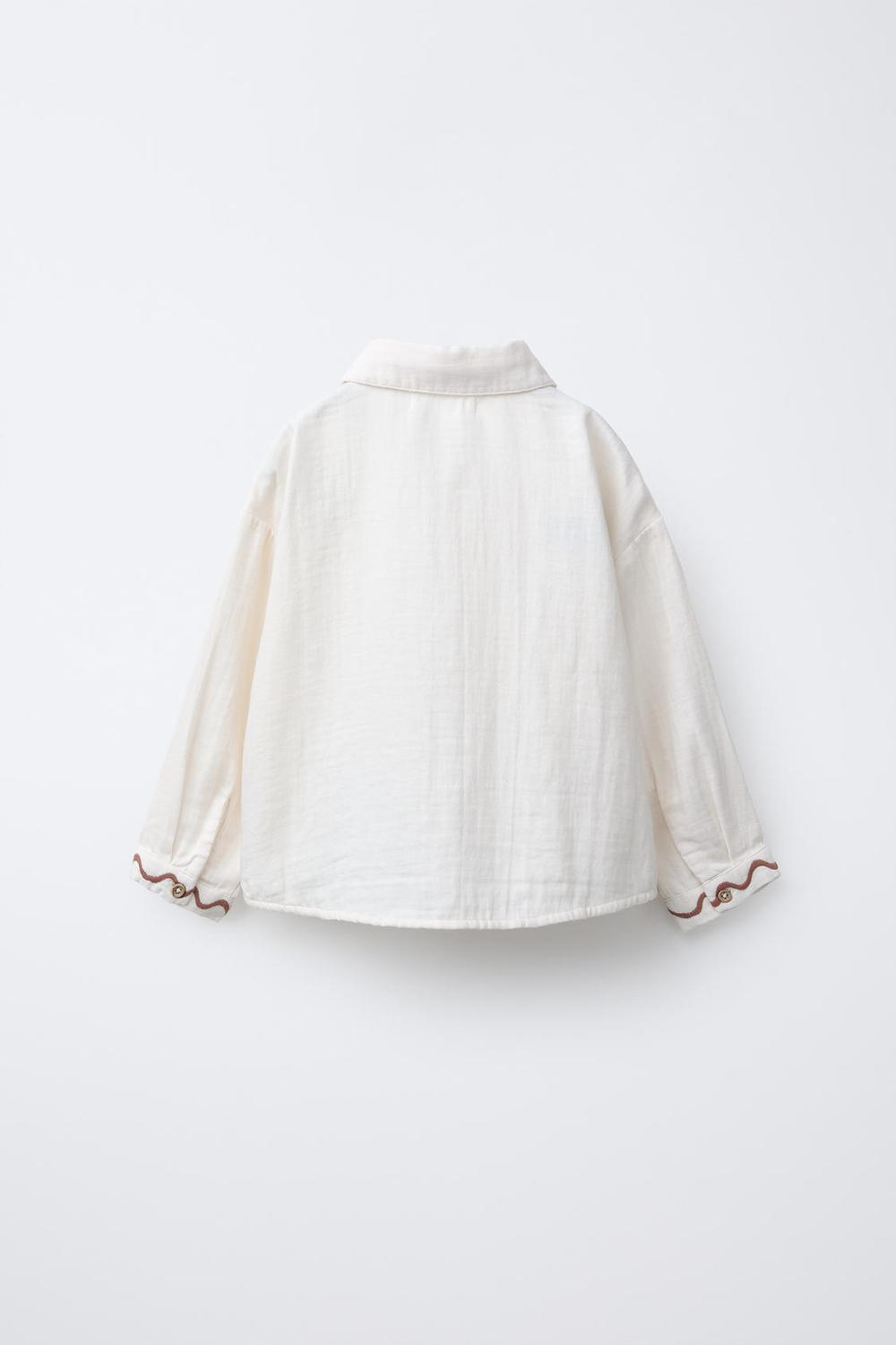 ZARA РУБАШКА С ВЫШИВКОЙ, ЭКРЮ