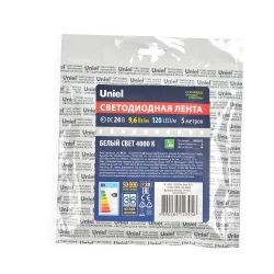 ULS-2835-120LED-m-8mm-IP20-DC24V-9.6W-m-5M-4000K Гибкая светодиодная лента на самоклеящейся основе. Катушка 5 м. в герметичной упаковке. Белый свет 4000K. ТМ Uniel.
