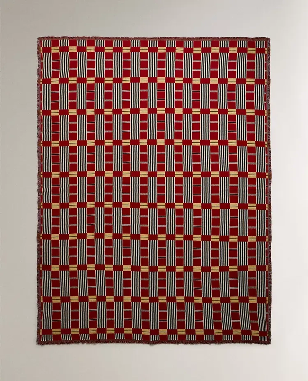 ZARA HOME ХЛОПКОВЫЙ ПЛЕД, КРАСНЫЙ