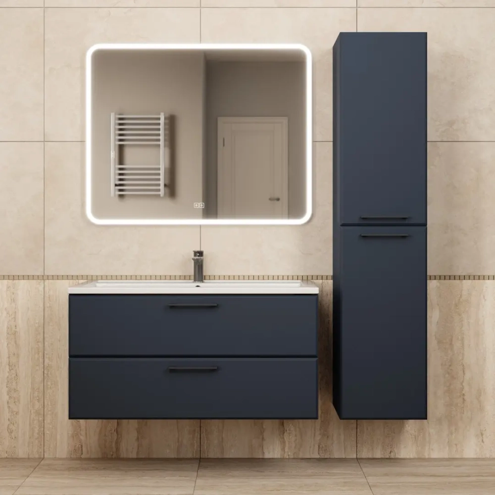 Тумба с раковиной для ванной Uperwood Foster New 100 см, подвесная, черная