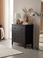 Комод, 78х38х80, Хермес, черный, с 3 ящиками, комод на ножках для одежды и игрушек, из массива дерева, IKEA