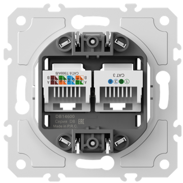 Механизм розетки RJ11 + RJ45 (двойная) cat.3/6/ClassE-4/8,  серия DB
