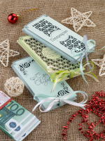 Купюрница деревянная, покраска акрил, с атласной леной