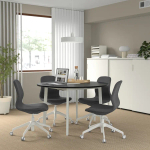 Стол для переговоров круглый - MITTZON IKEA /ИКЕА МИТТЗОН , 120х75 см, черный/белый