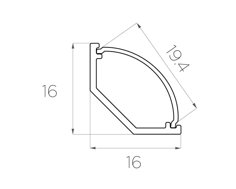 Профиль алюминиевый LC-LSU-1616-2 Anod