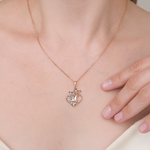 Подвеска «Влюблённая парочка» из красного золота с фианитом