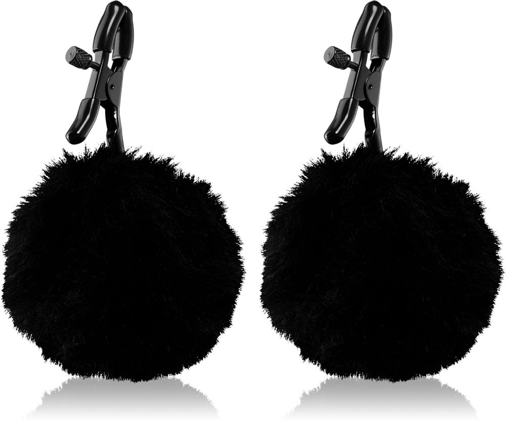 Blush аксессуары для сосков BDSM Noir Pom adjustable Nipple Clamps