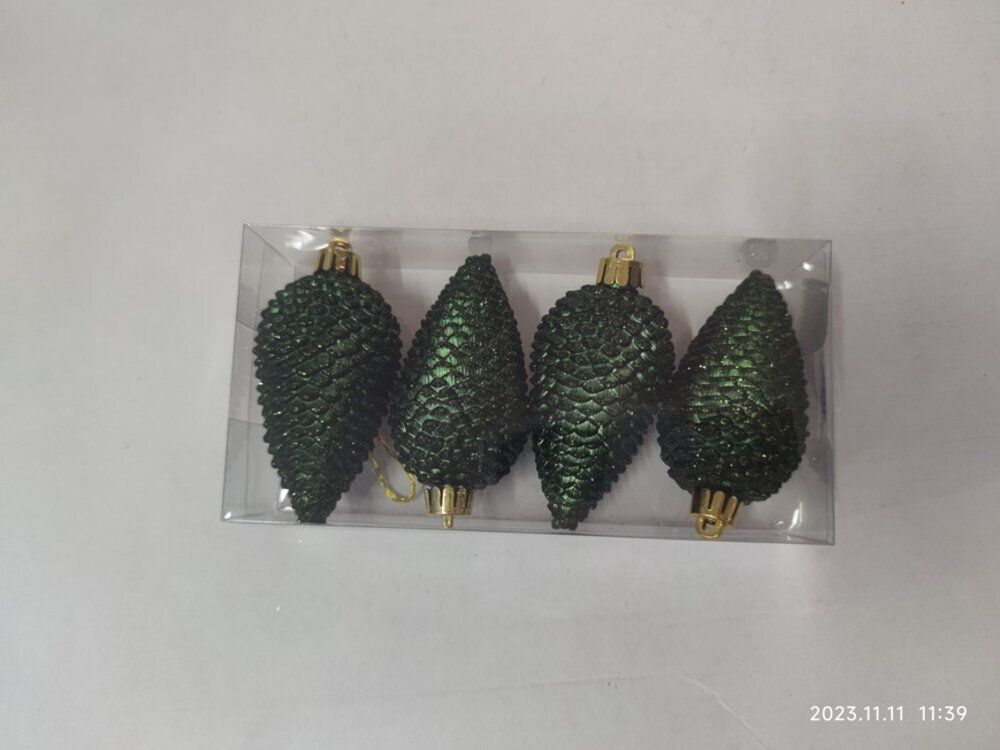 GAEM Набор из 4шт Украшение новогоднее "Шишка", L17 W8,5 H5 см