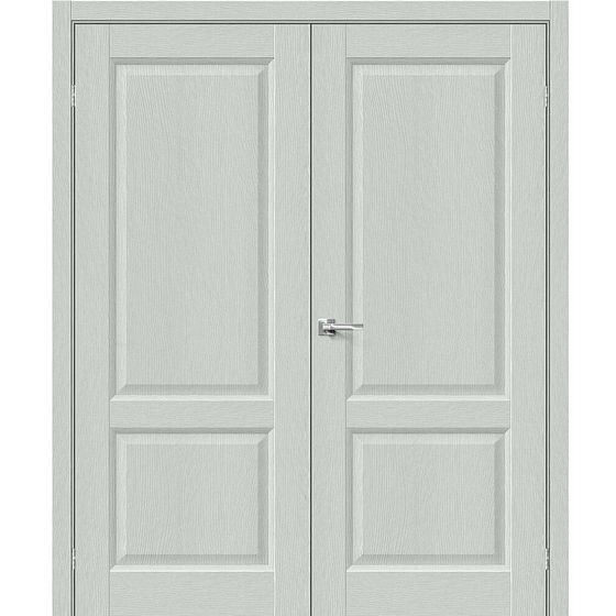 Двустворчатая дверь экошпон Неоклассик-32 grey wood глухая