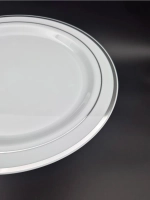 Набор одноразовых пластиковых тарелок с каймой "Серебро" 19 см 10 штук