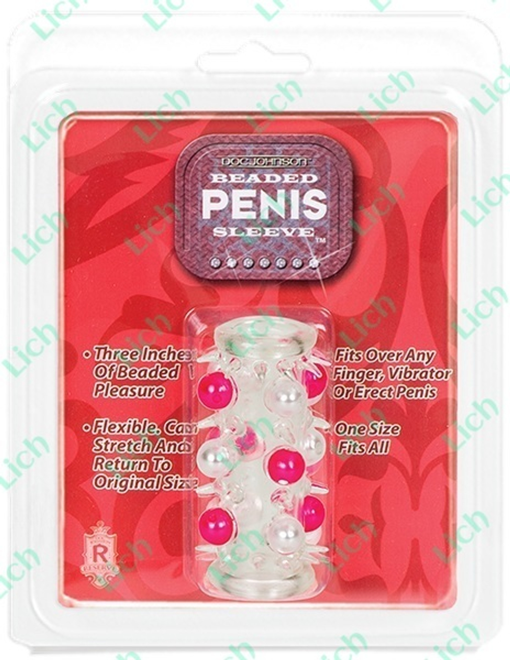 Белая насадка с бусинами и шипами BEADED PENIS