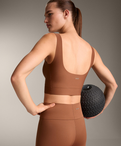 Oysho Спортивный бюстгальтер средней поддержки Perfect-adapt с чашками, коричневый