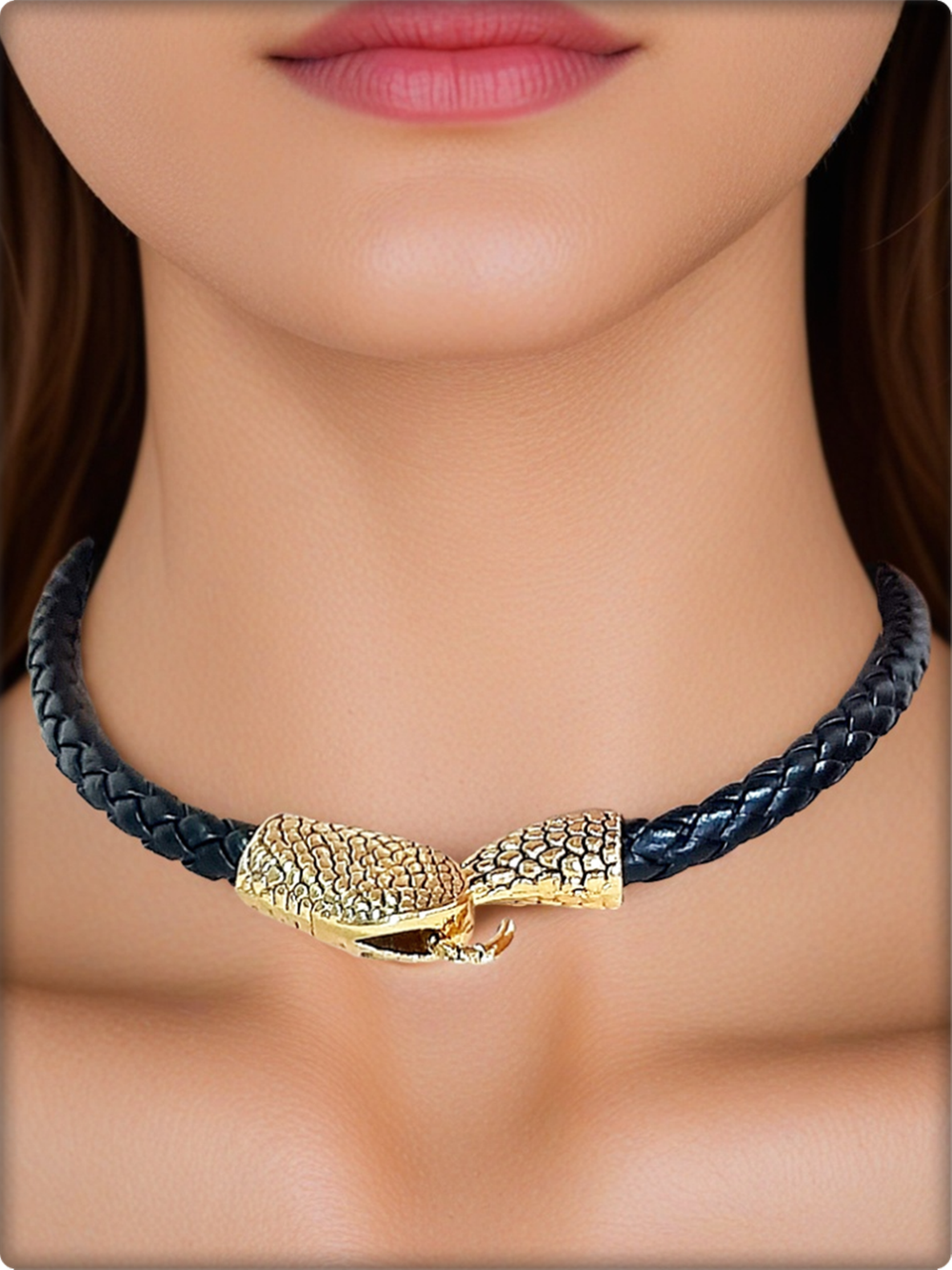 Чокер ошейник "Хвост змеи" золотистый. ПУ кожа